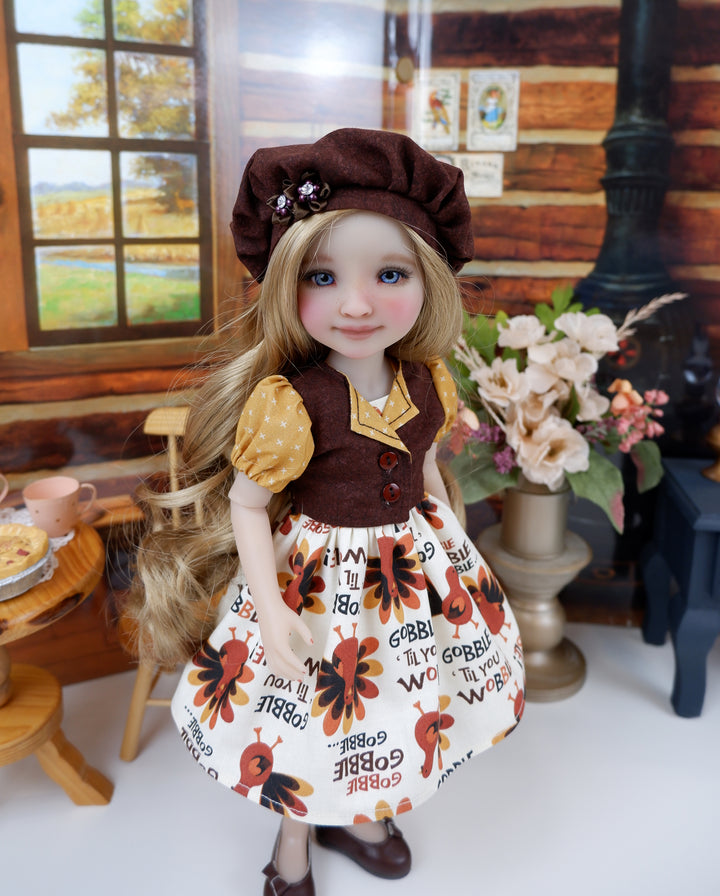 Gobble Gobble - dress & jacket with shoes for Ruby Red Fashion Friends doll