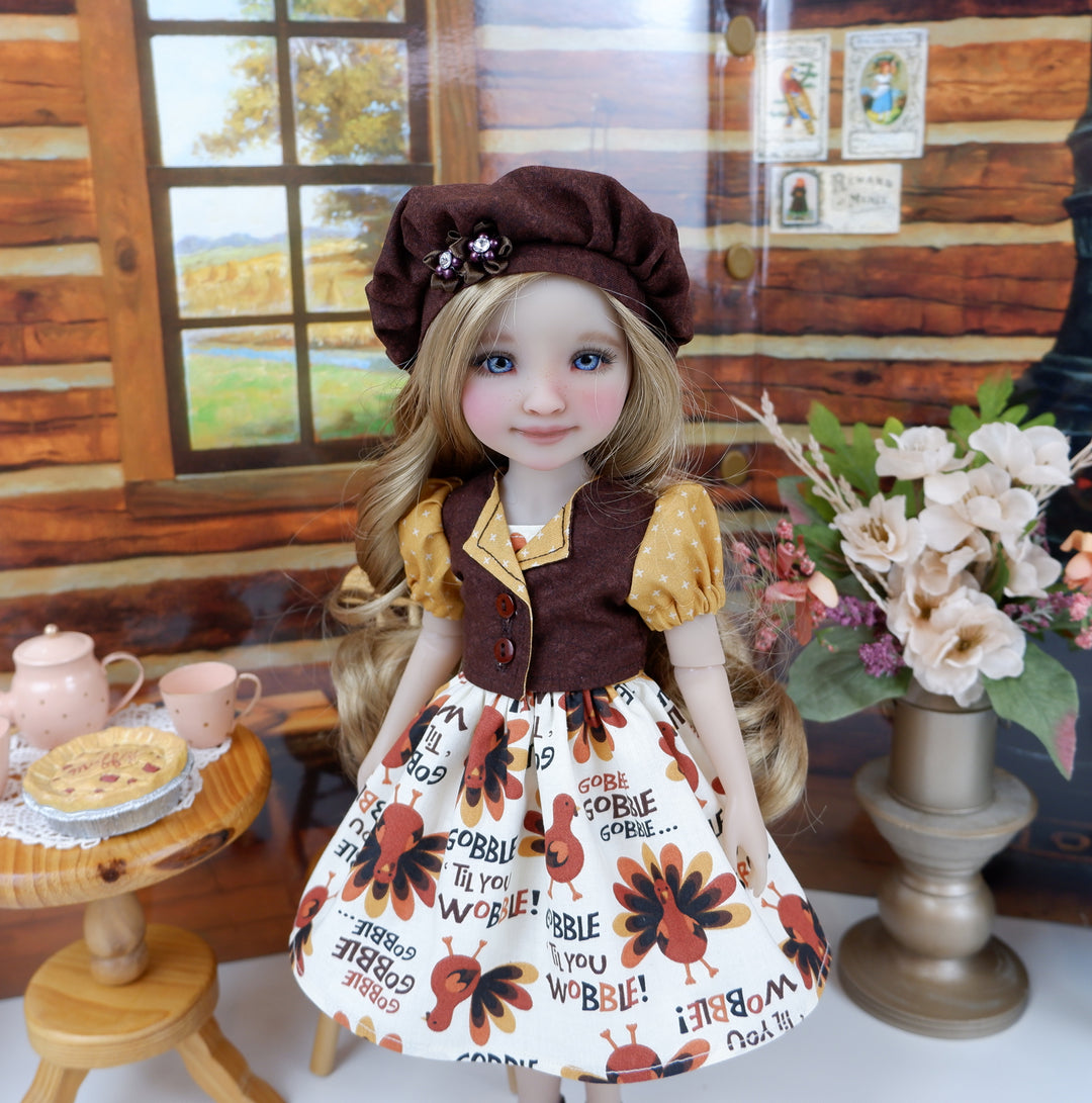 Gobble Gobble - dress & jacket with shoes for Ruby Red Fashion Friends doll