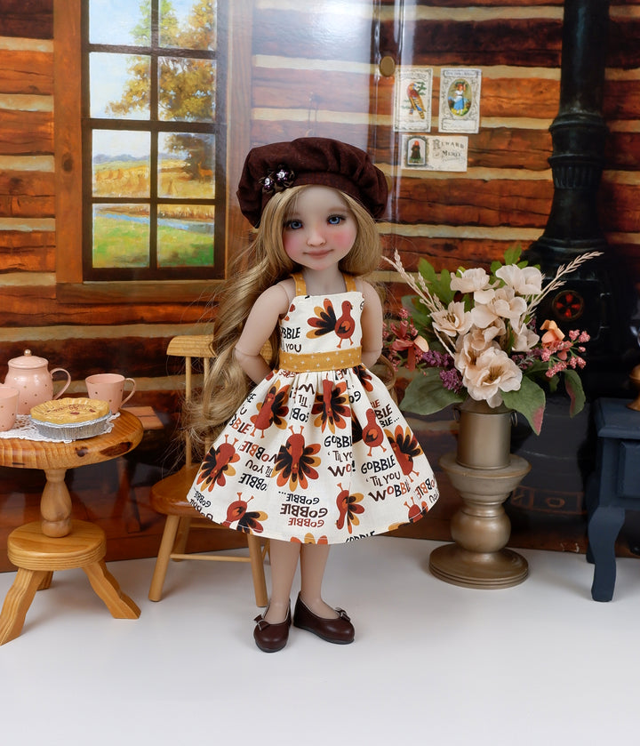 Gobble Gobble - dress & jacket with shoes for Ruby Red Fashion Friends doll