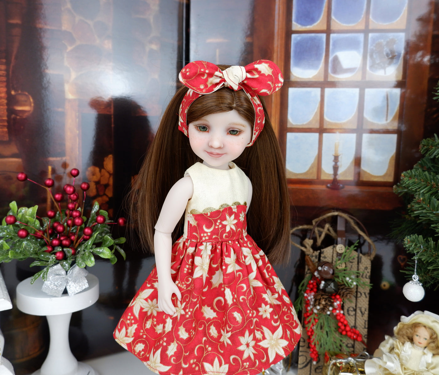 Golden Poinsettia - dress with shoes for Ruby Red Fashion Friends doll