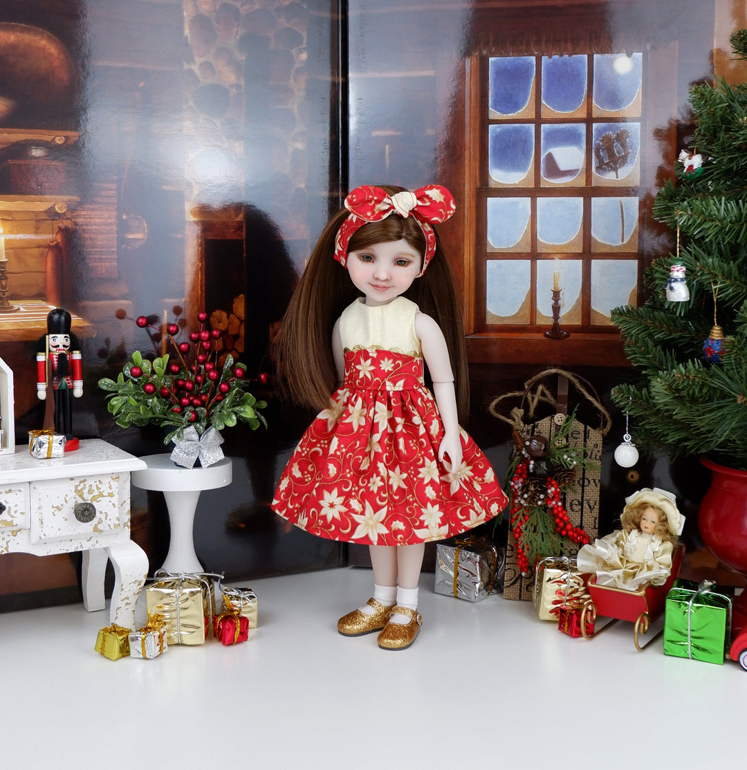 Golden Poinsettia - dress with shoes for Ruby Red Fashion Friends doll