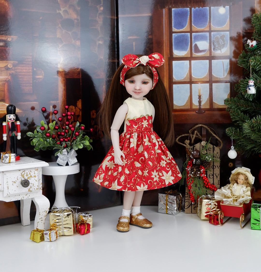 Golden Poinsettia - dress with shoes for Ruby Red Fashion Friends doll