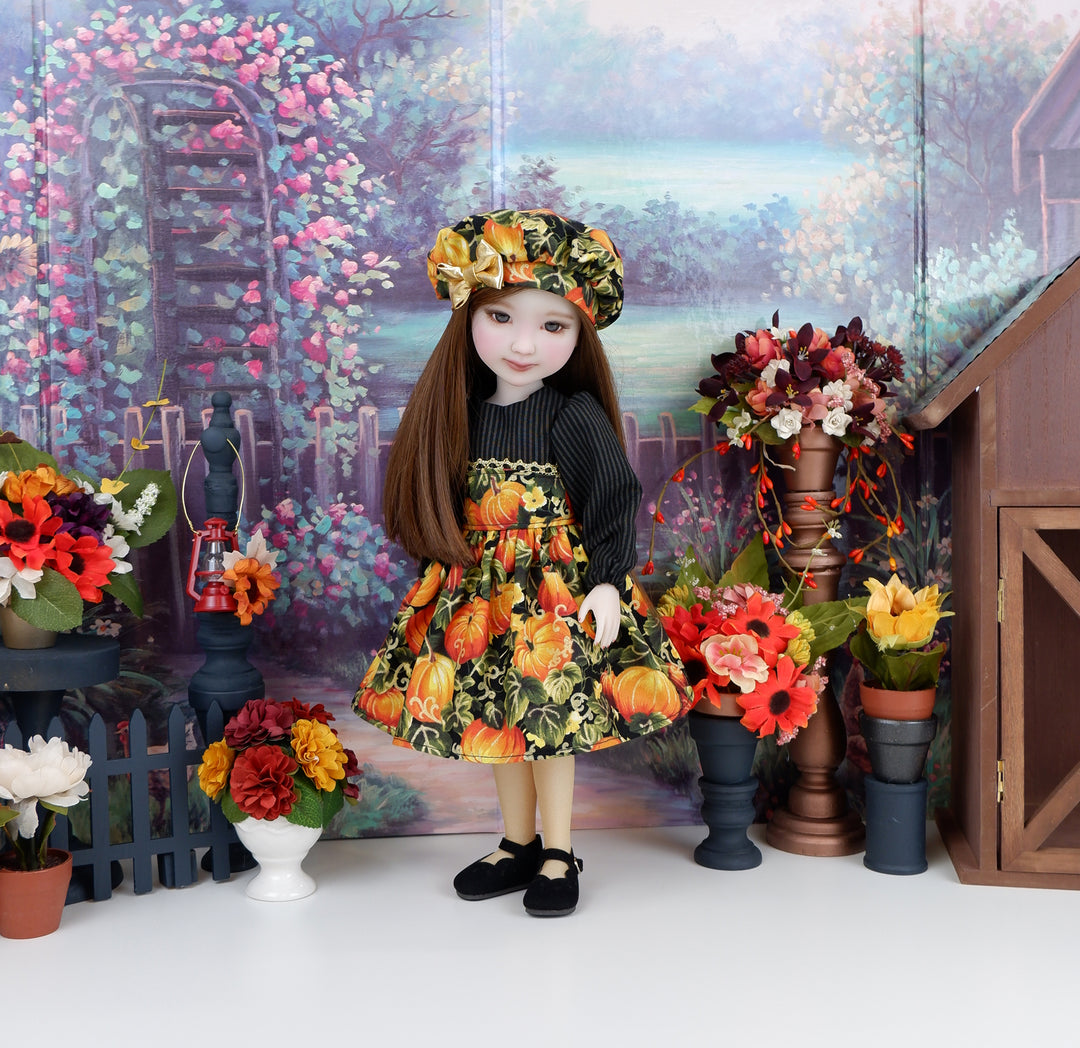 Golden Pumpkin Patch - dress with shoes for Ruby Red Fashion Friends doll