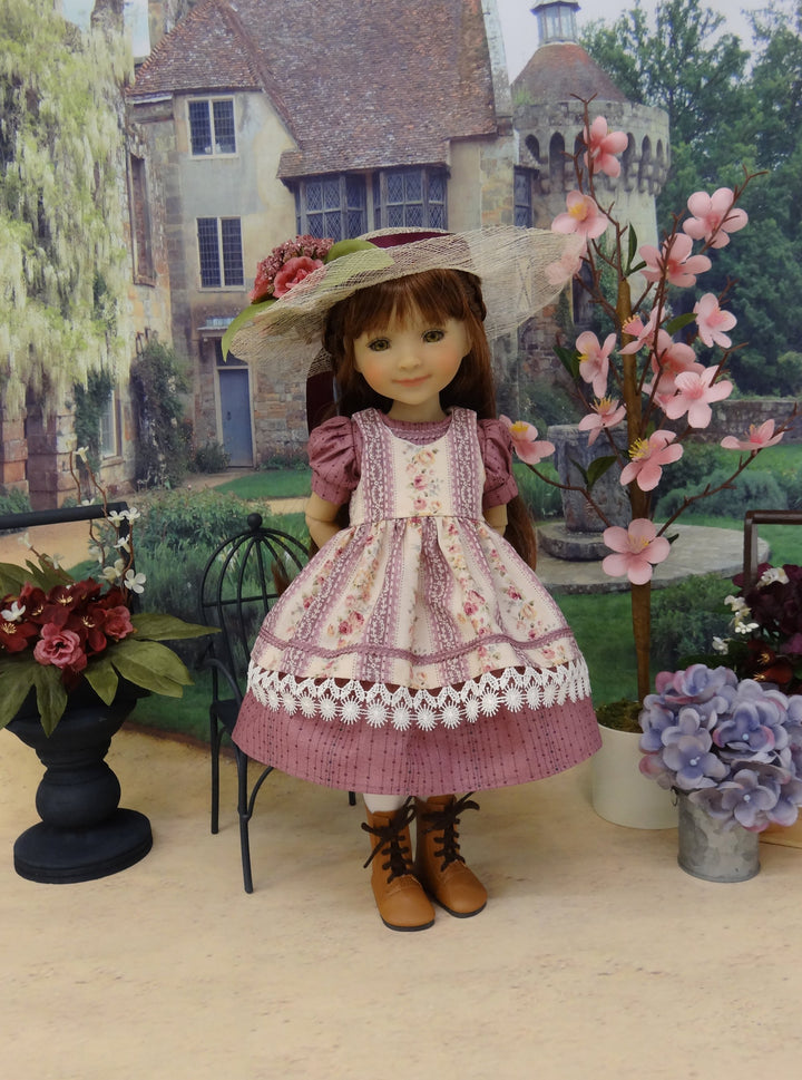 Grandma's Garden - dress & pinafore for Ruby Red Fashion Friends doll