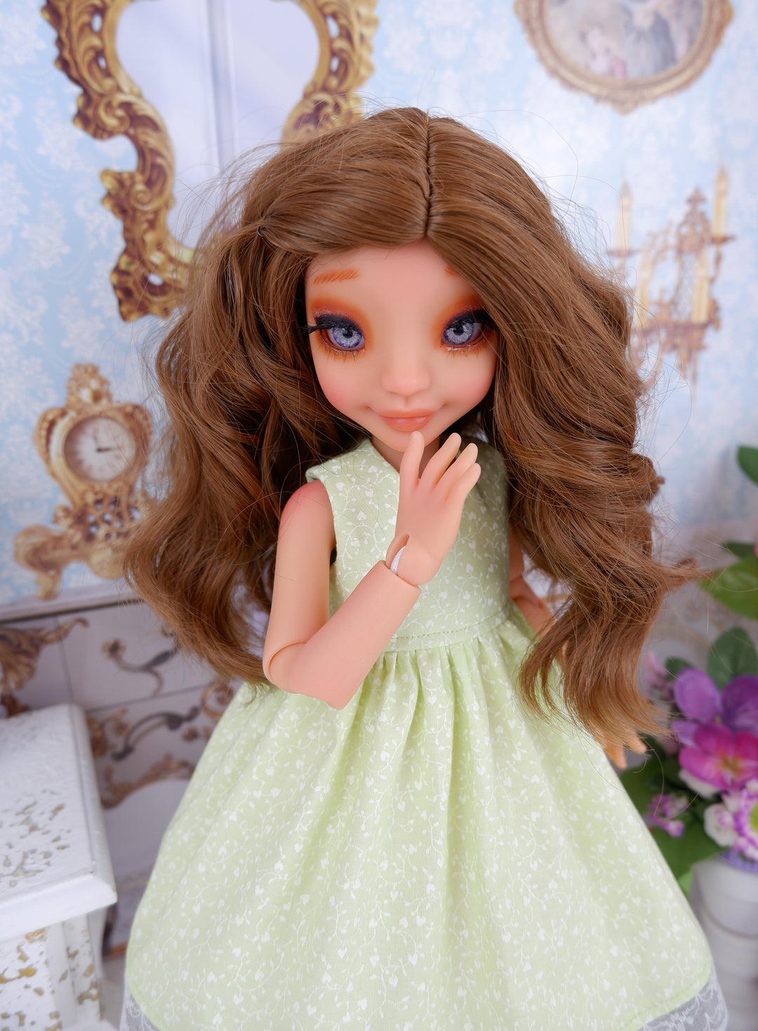 Green Heart Vine - dress with shoes for Ava BJD