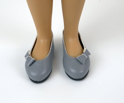 Bow Toe Ballet Flats - Grey
