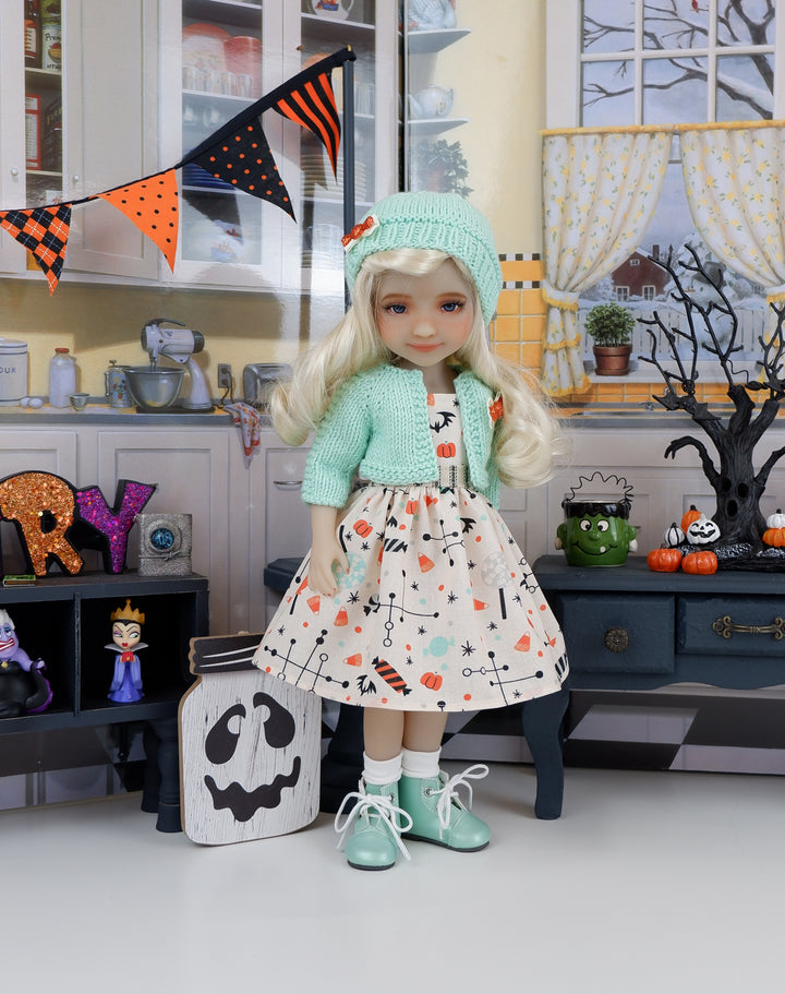 Halloween Sweets - dress and sweater set with boots for Ruby Red Fashion Friends doll