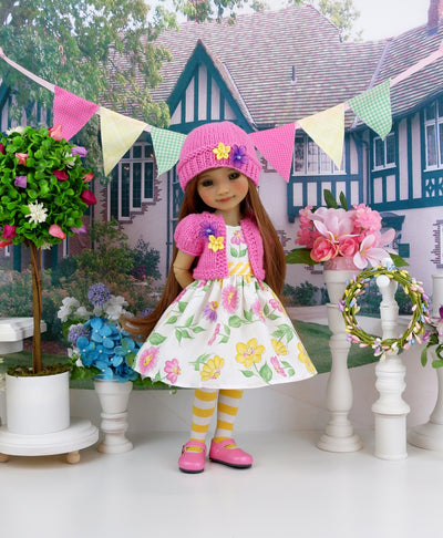 Happy Flowers - dress and sweater set with shoes for Ruby Red Fashion Friends doll