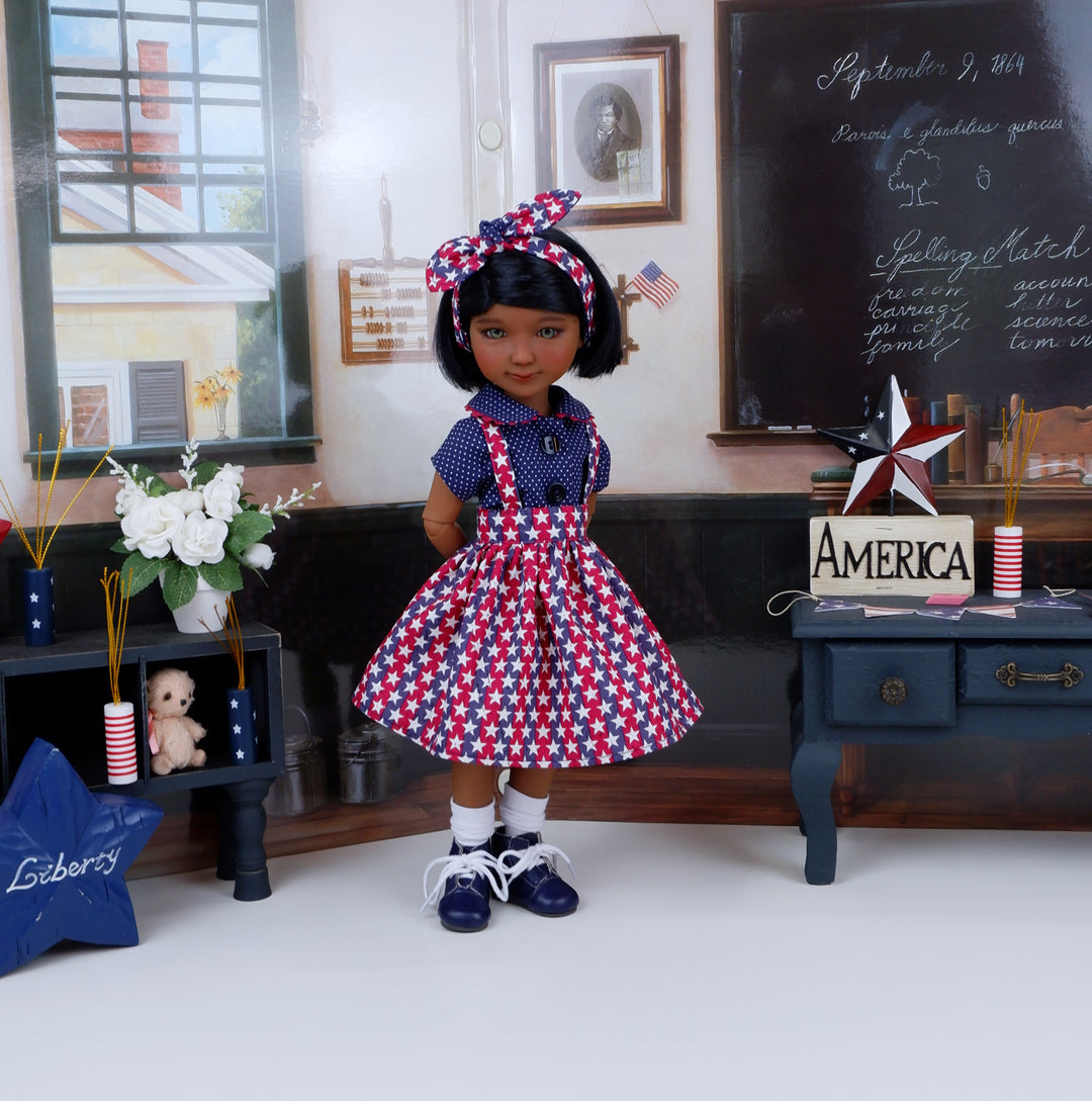 Happy Fourth - blouse & jumper with boots for Ruby Red Fashion Friends doll