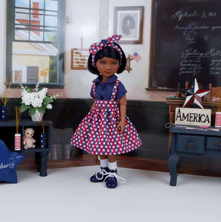 Happy Fourth - blouse & jumper with boots for Ruby Red Fashion Friends doll