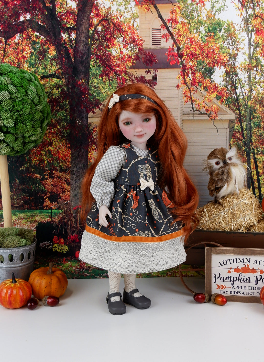 Happy Owloween - dress & pinafore with shoes for Ruby Red Fashion Friends doll
