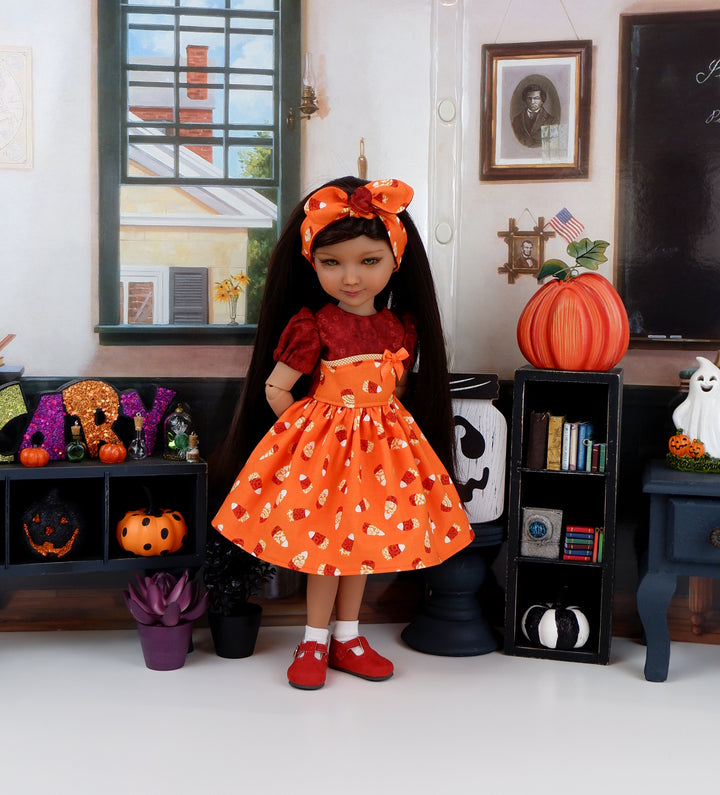 Harvest Candy Corn - dress and shoes for Ruby Red Fashion Friends doll