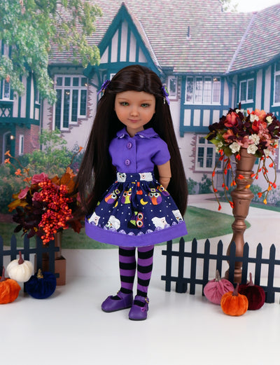 Haunted Owls - blouse & skirt with shoes for Ruby Red Fashion Friends doll