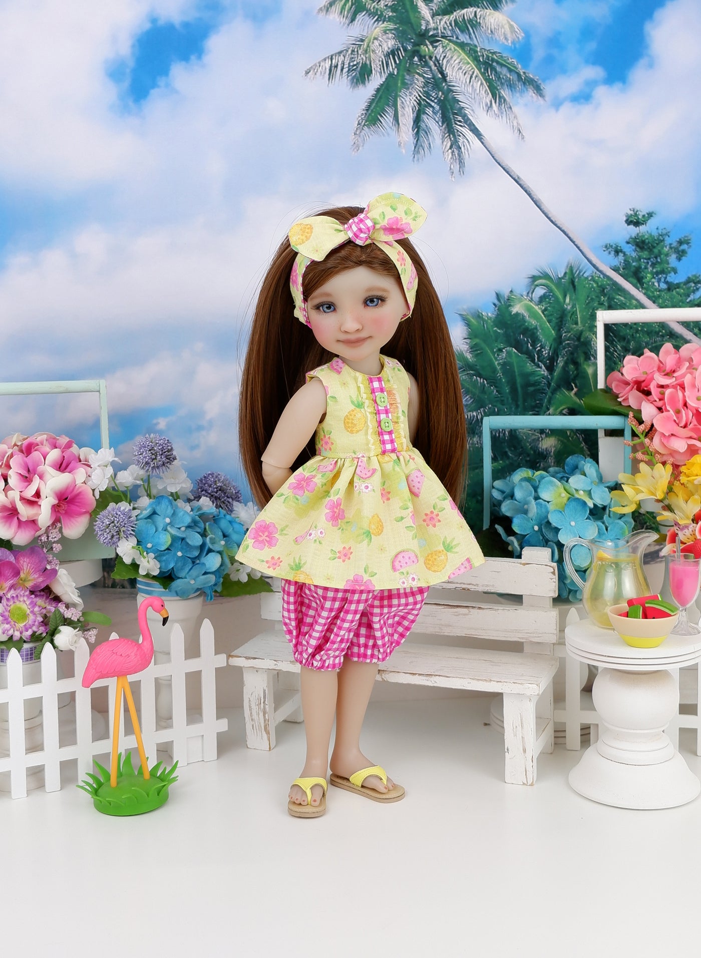 Hawaiian Punch - top & bloomers with shoes for Ruby Red Fashion Friends doll