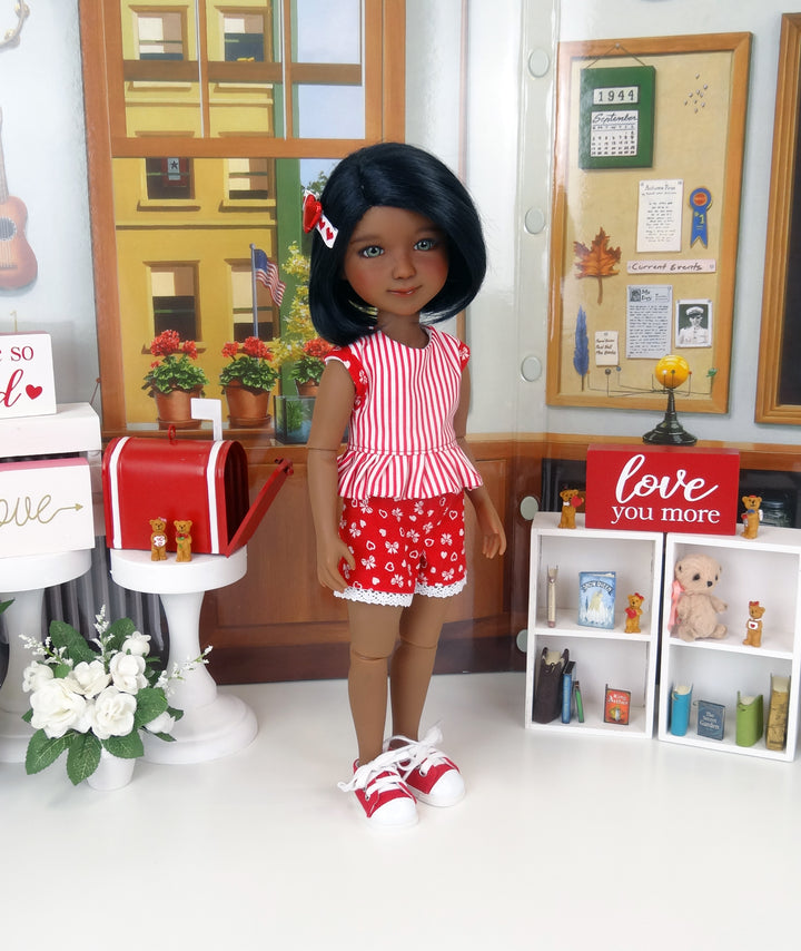 Hearts & Bows - top & shorts with shoes for Ruby Red Fashion Friends doll