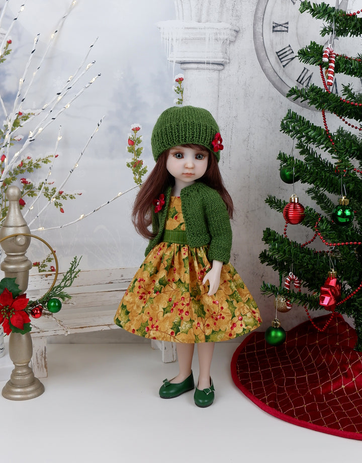 Heritage Holly - dress and sweater set with shoes for Ruby Red Fashion Friends doll