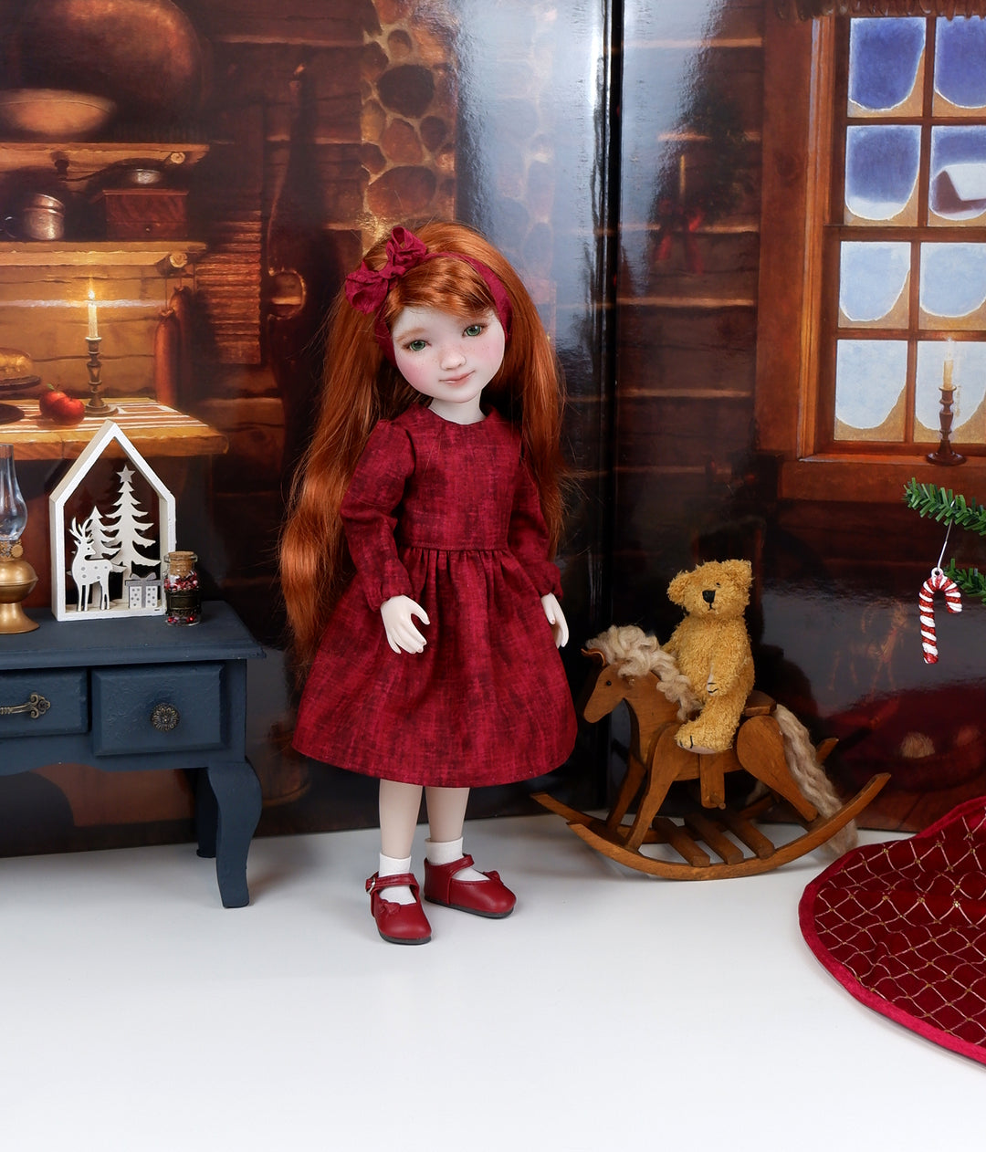Heritage Paisley - dress & apron with shoes for Ruby Red Fashion Friends doll