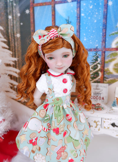 Holiday Gingerbread - blouse & jumper with boots for Ruby Red Fashion Friends doll
