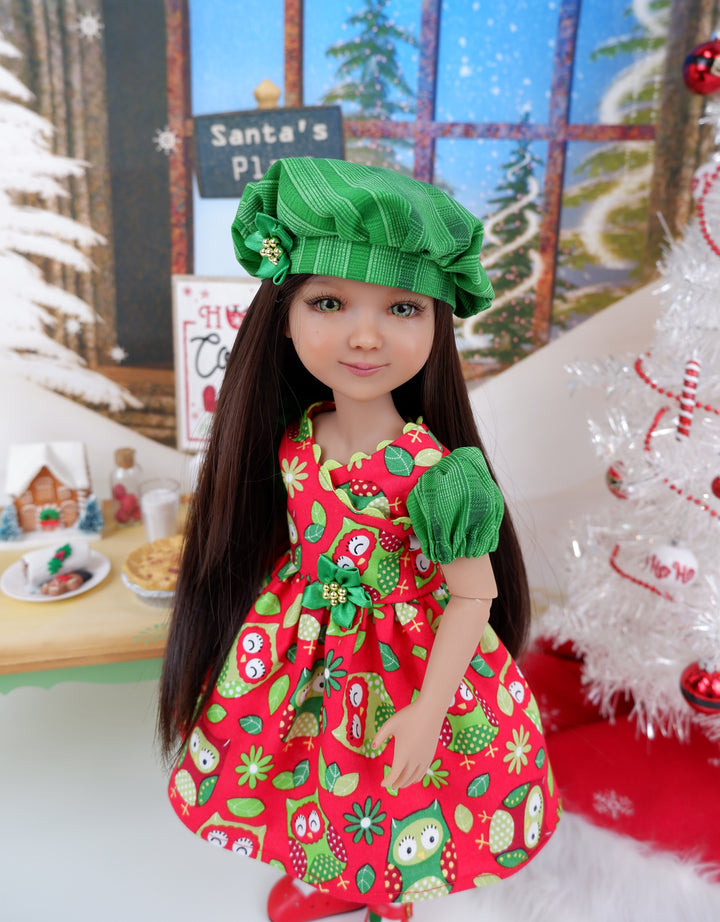 Holiday Owls - dress with shoes for Ruby Red Fashion Friends doll