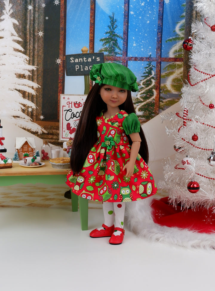 Holiday Owls - dress with shoes for Ruby Red Fashion Friends doll