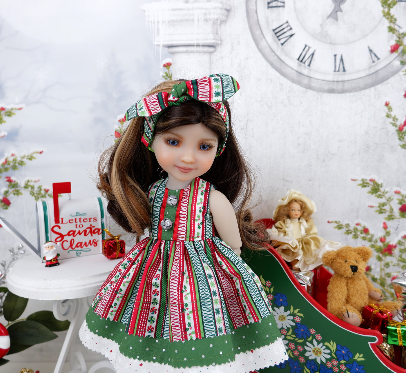 Holiday Stripes - dress with boots for Ruby Red Fashion Friends doll