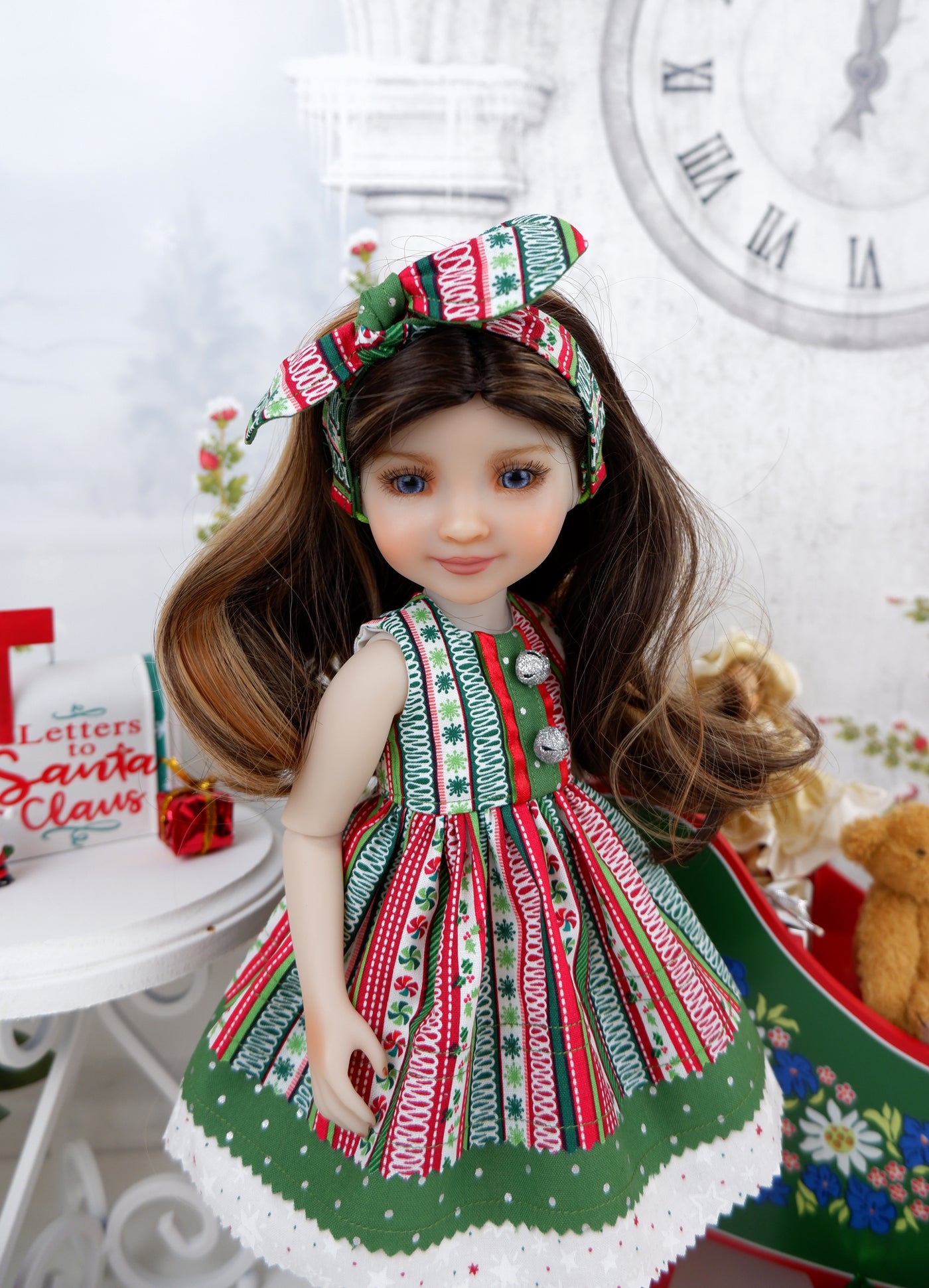 Holiday Stripes - dress with boots for Ruby Red Fashion Friends doll