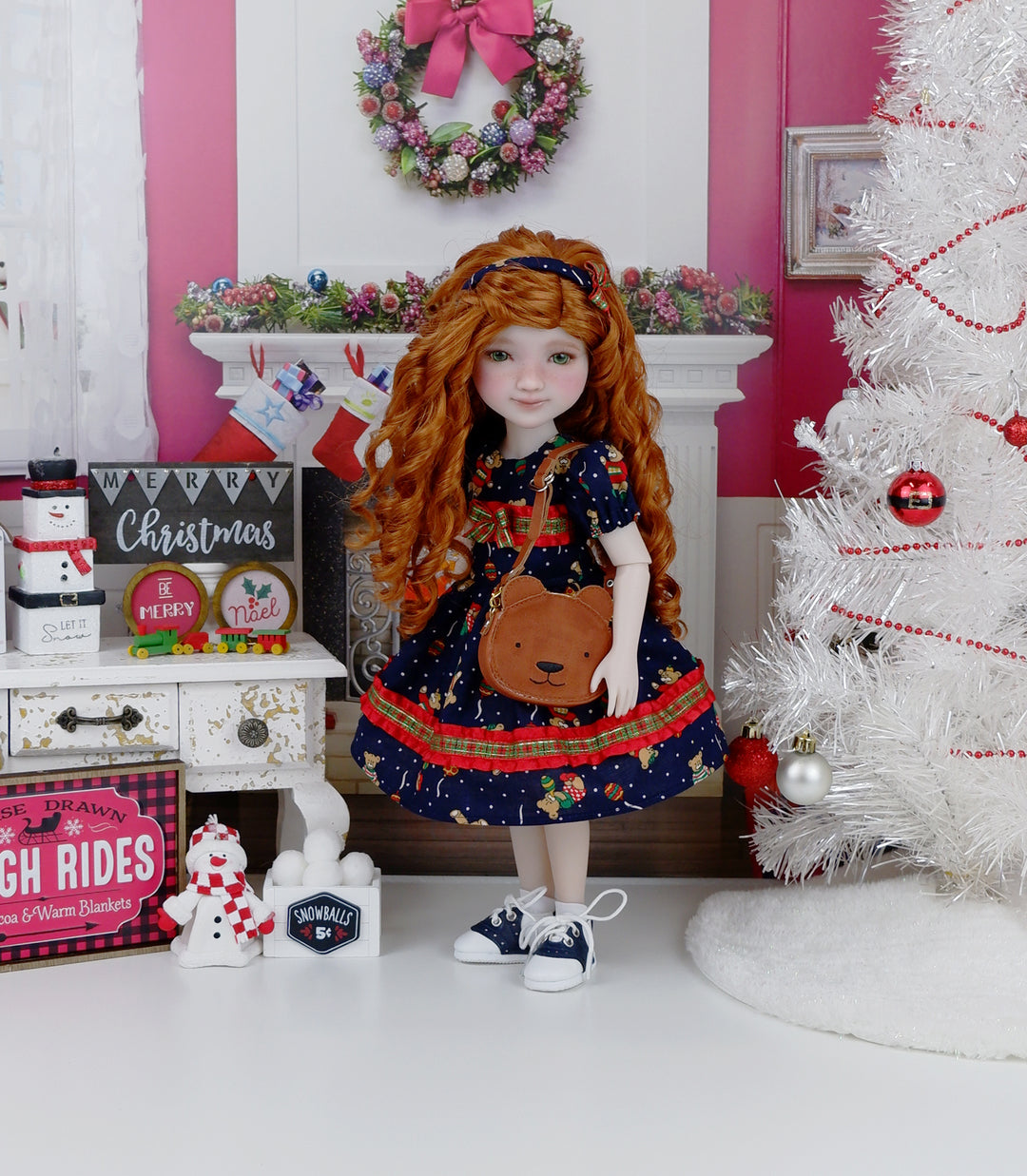 Holiday Teddy - dress with purse and saddle shoes for Ruby Red Fashion Friends doll