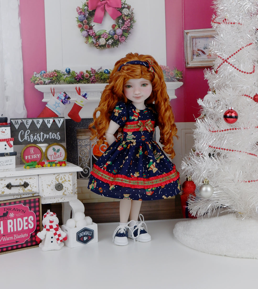 Holiday Teddy - dress with purse and saddle shoes for Ruby Red Fashion Friends doll