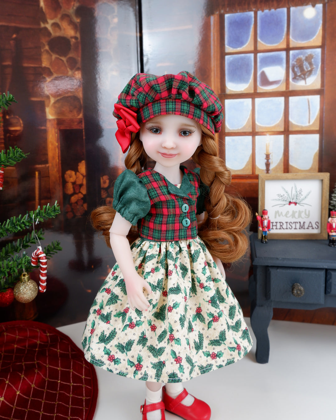 Holly Doodles - dress & jacket with shoes for Ruby Red Fashion Friends doll