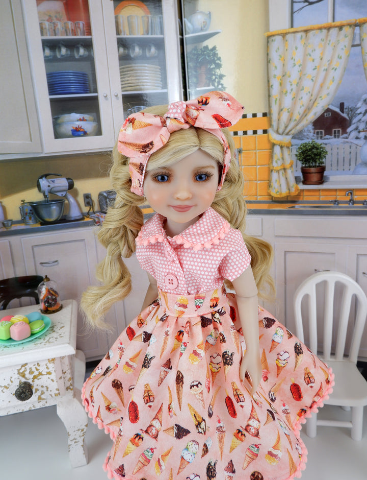 Ice Cream Delight - blouse & skirt with shoes for Ruby Red Fashion Friends doll
