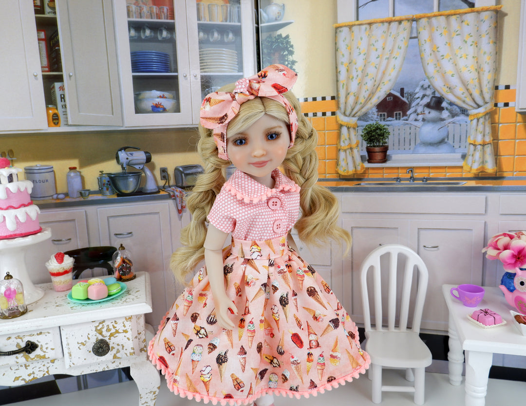 Ice Cream Delight - blouse & skirt with shoes for Ruby Red Fashion Friends doll