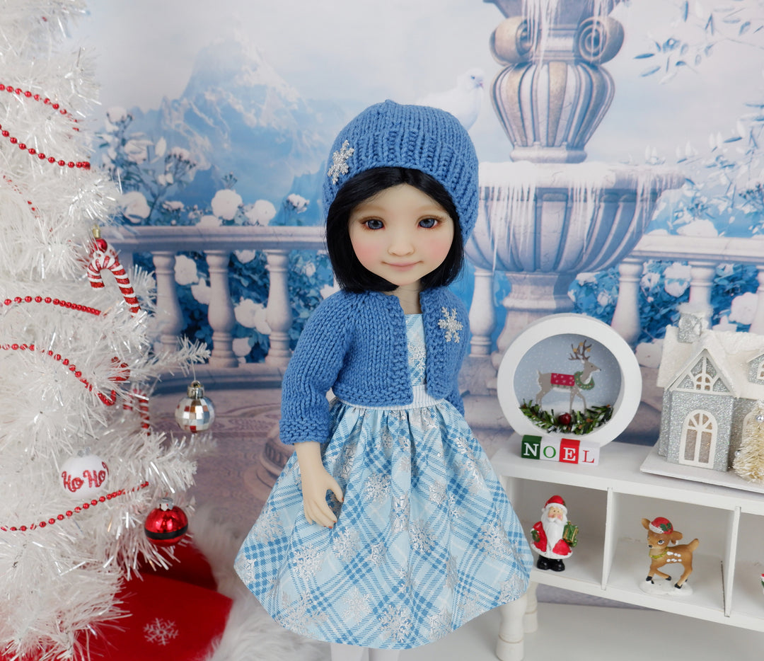 Icy Snowflakes - dress and sweater set with shoes for Ruby Red Fashion Friends doll