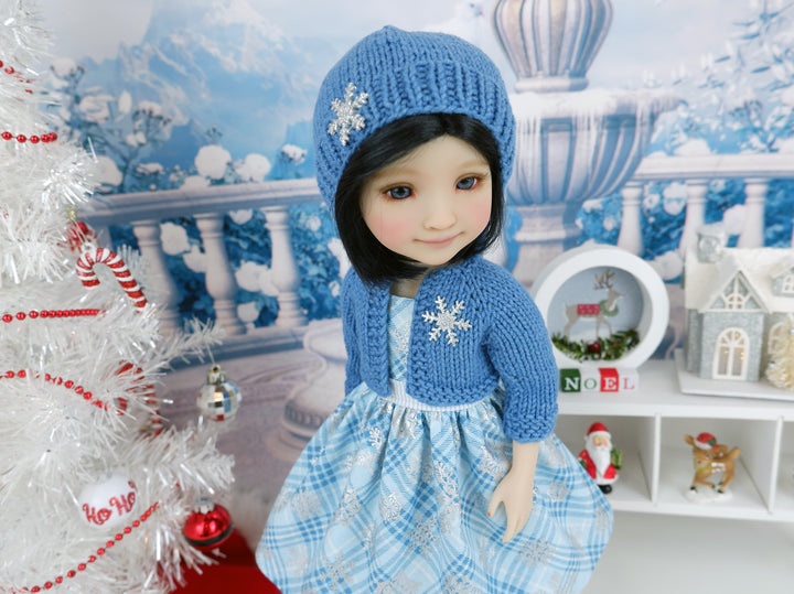 Icy Snowflakes - dress and sweater set with shoes for Ruby Red Fashion Friends doll