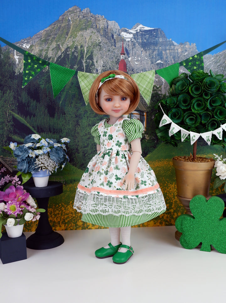 In Clover - dress & pinafore with shoes for Ruby Red Fashion Friends doll