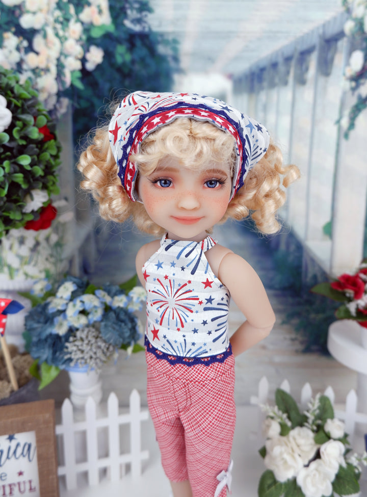 Independence Fireworks - top & capris with shoes for Ruby Red Fashion Friends doll