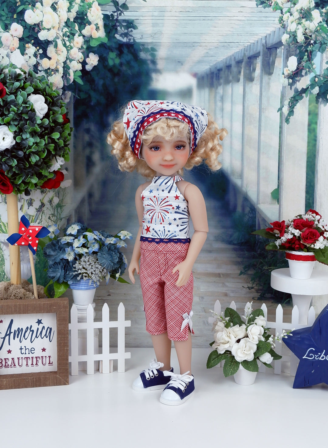 Independence Fireworks - top & capris with shoes for Ruby Red Fashion Friends doll