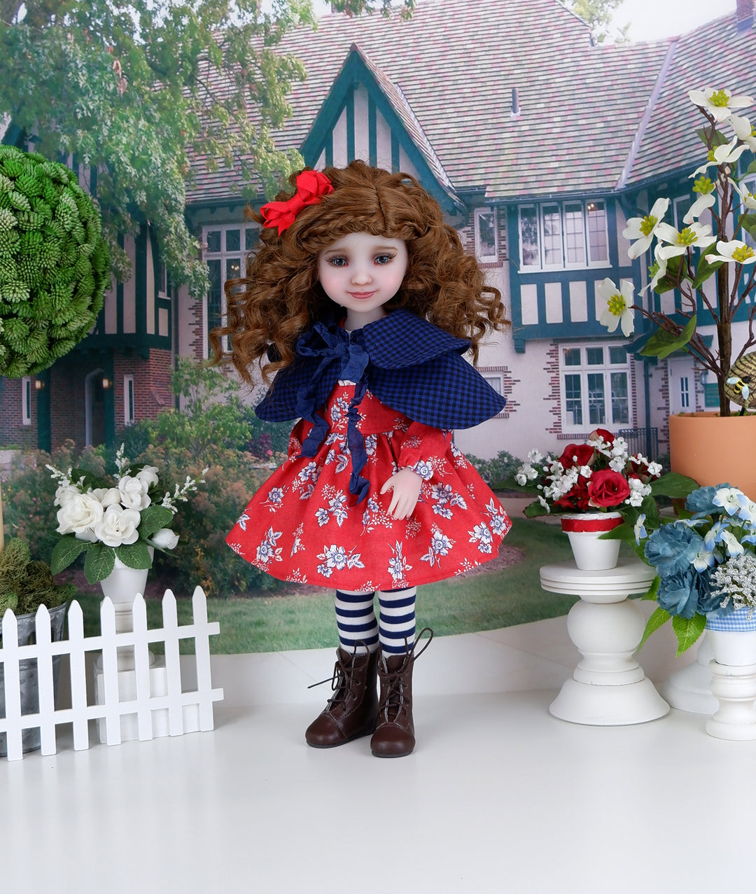 Indigo Garden - dress & capelet with boots for Ruby Red Fashion Friends doll