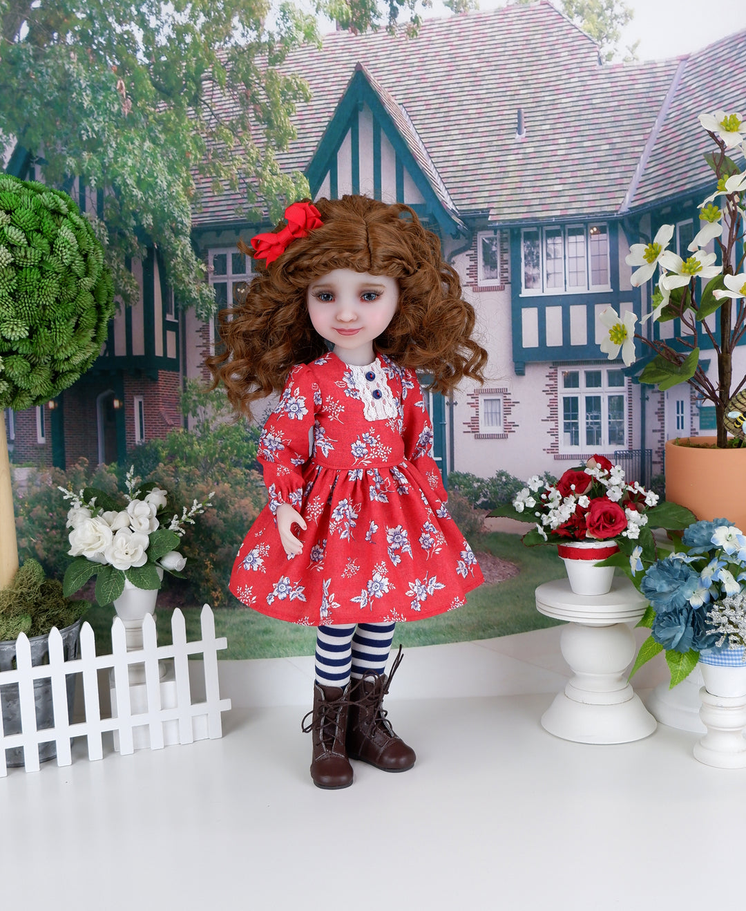 Indigo Garden - dress & capelet with boots for Ruby Red Fashion Friends doll