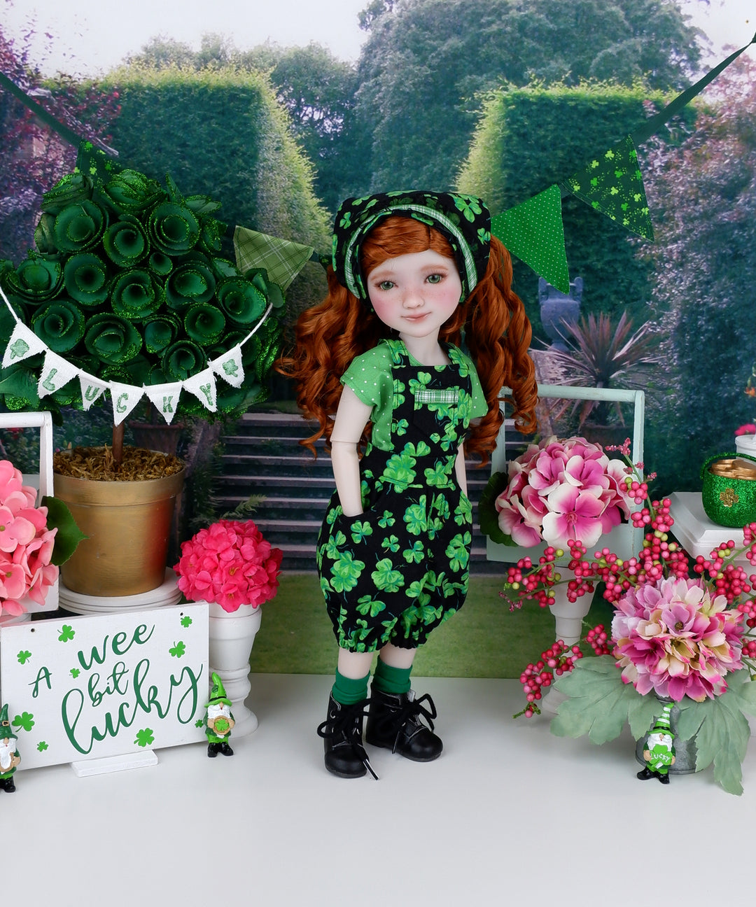 Irish Clover - shirt & overalls with boots for Ruby Red Fashion Friends doll