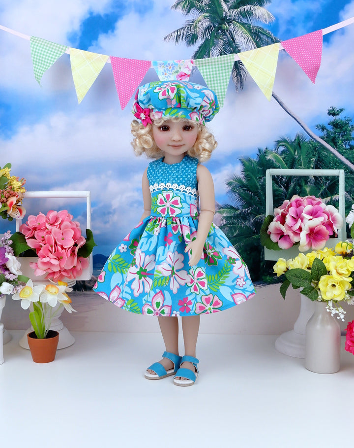 Island Hibiscus - dress and sandals for Ruby Red Fashion Friends doll