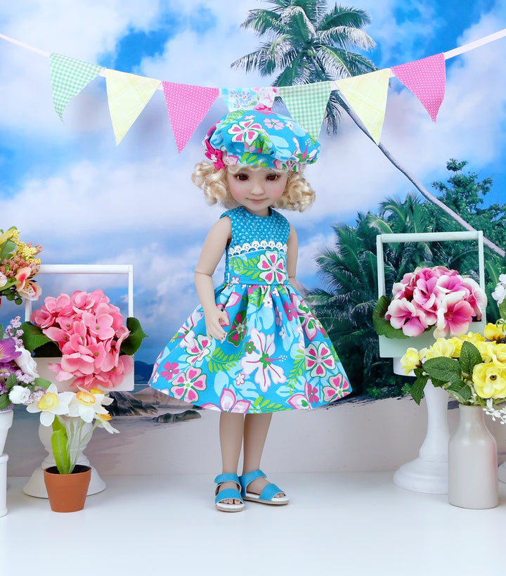 Island Hibiscus - dress and sandals for Ruby Red Fashion Friends doll