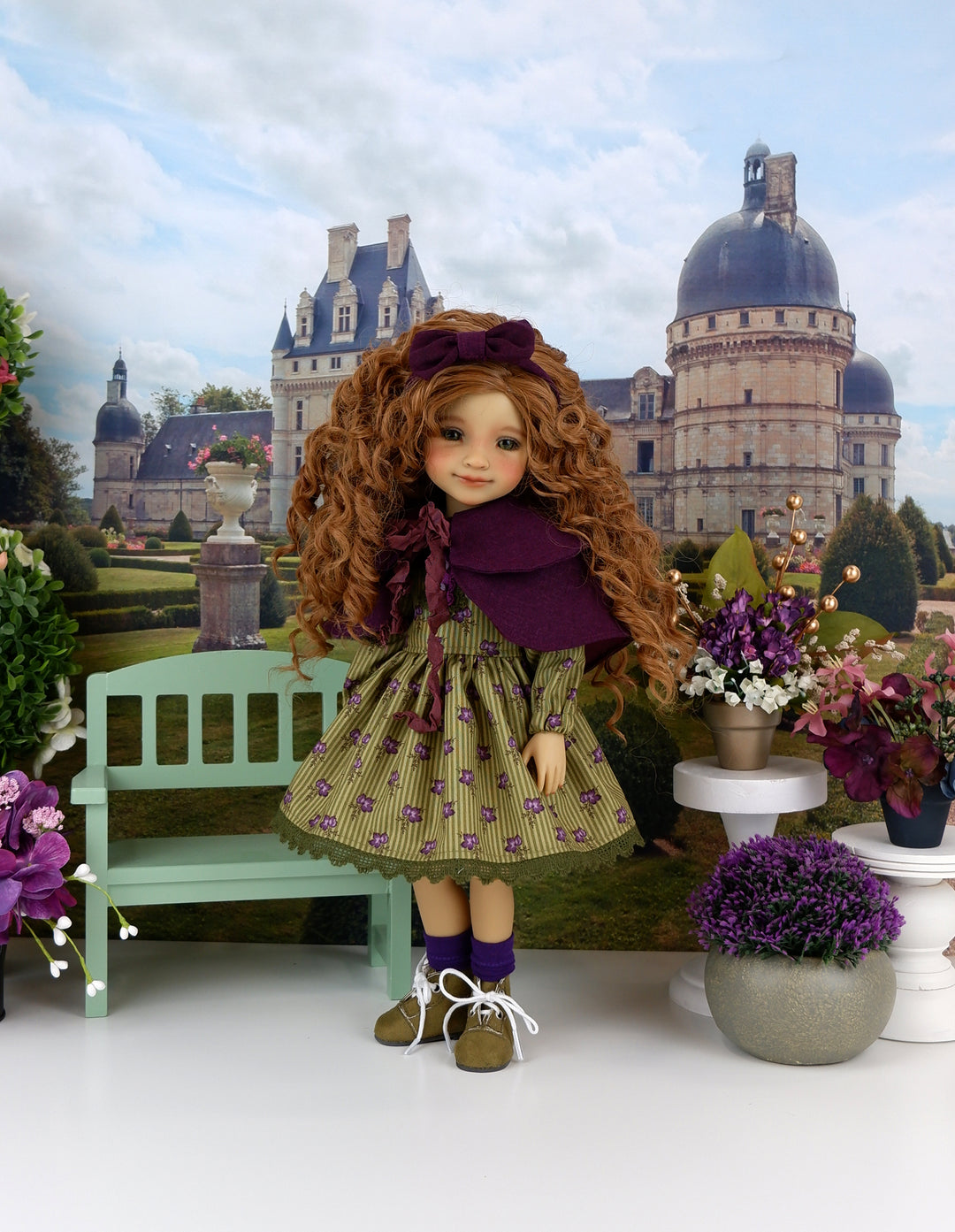 Ivy Stripes - dress & capelet with boots for Ruby Red Fashion Friends doll