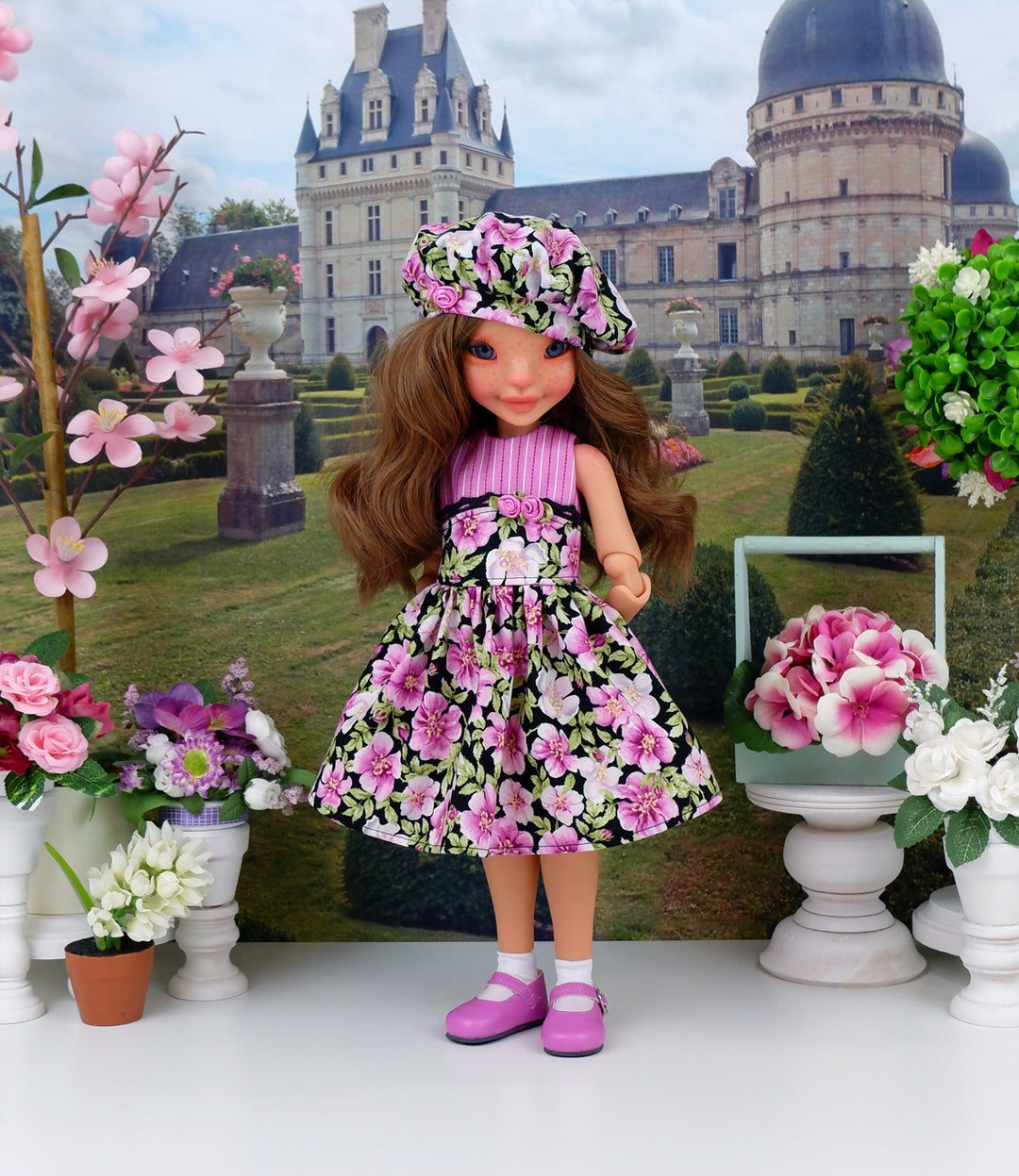 Japanese Rose - dress with shoes for Ava BJD doll
