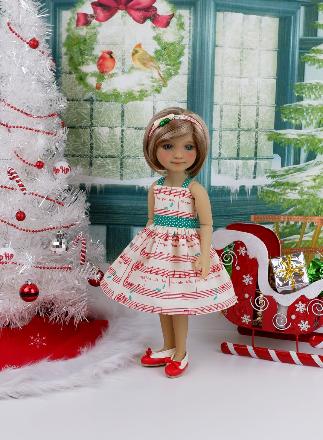 Jingle Tune - dress & sweater with shoes for Ruby Red Fashion Friends doll