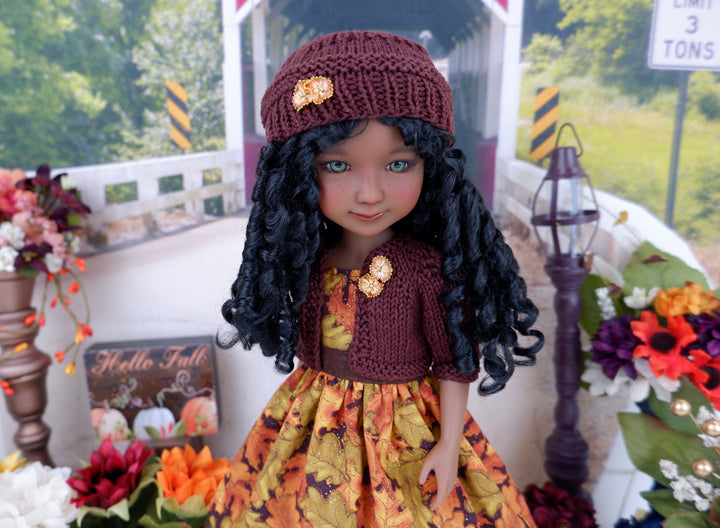 Leaves of Fall - dress and sweater set with boots for Ruby Red Fashion Friends doll