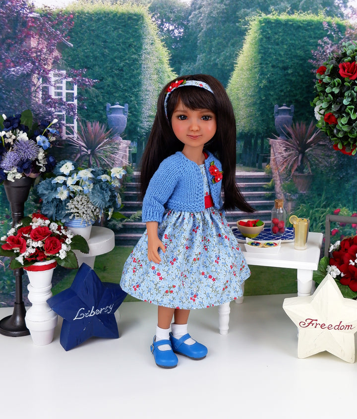 Liberty Garden - dress and sweater with shoes for Ruby Red Fashion Friends doll