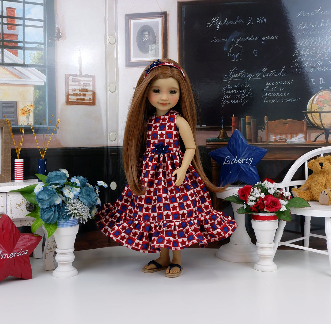 Liberty Stars - dress with shoes for Ruby Red Fashion Friends doll