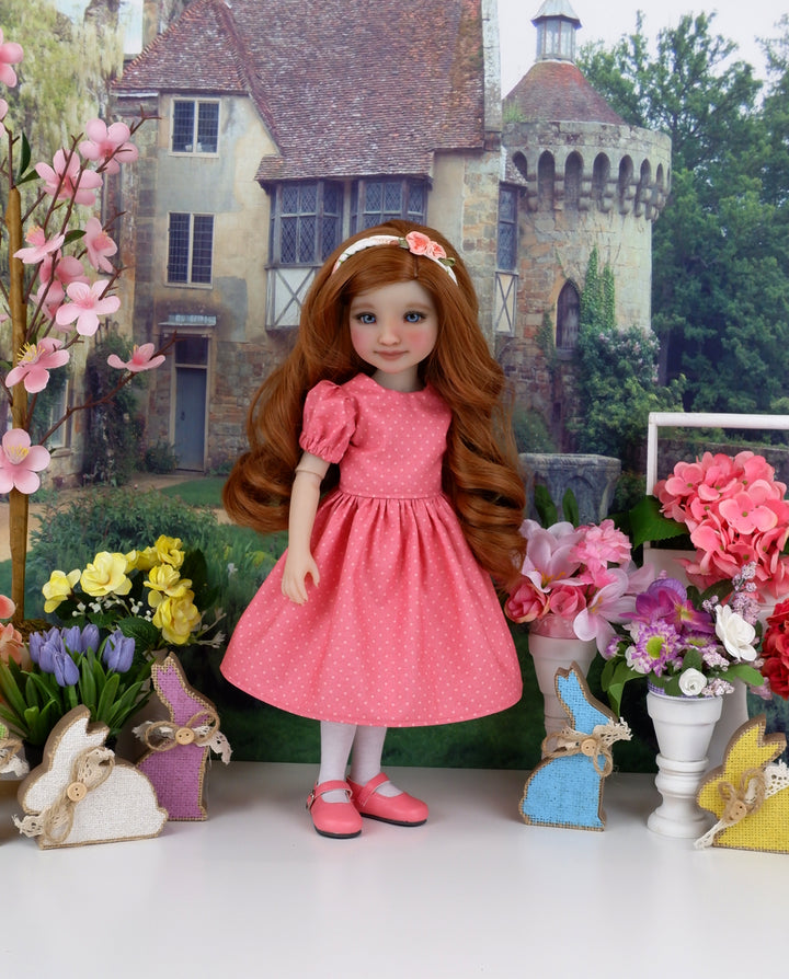 Lil' Brown Bunny - dress & pinafore with shoes for Ruby Red Fashion Friends doll