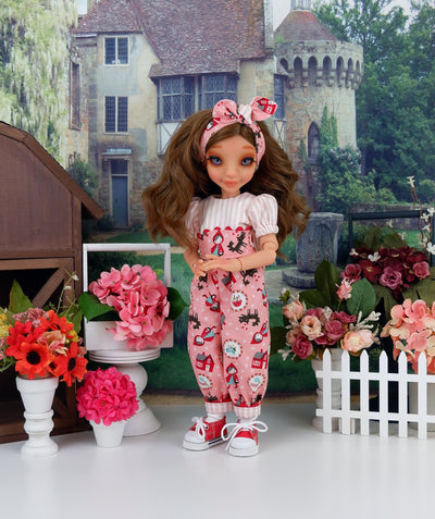 Lil' Red Riding Hood - romper with tennis shoes for Ava BJD doll