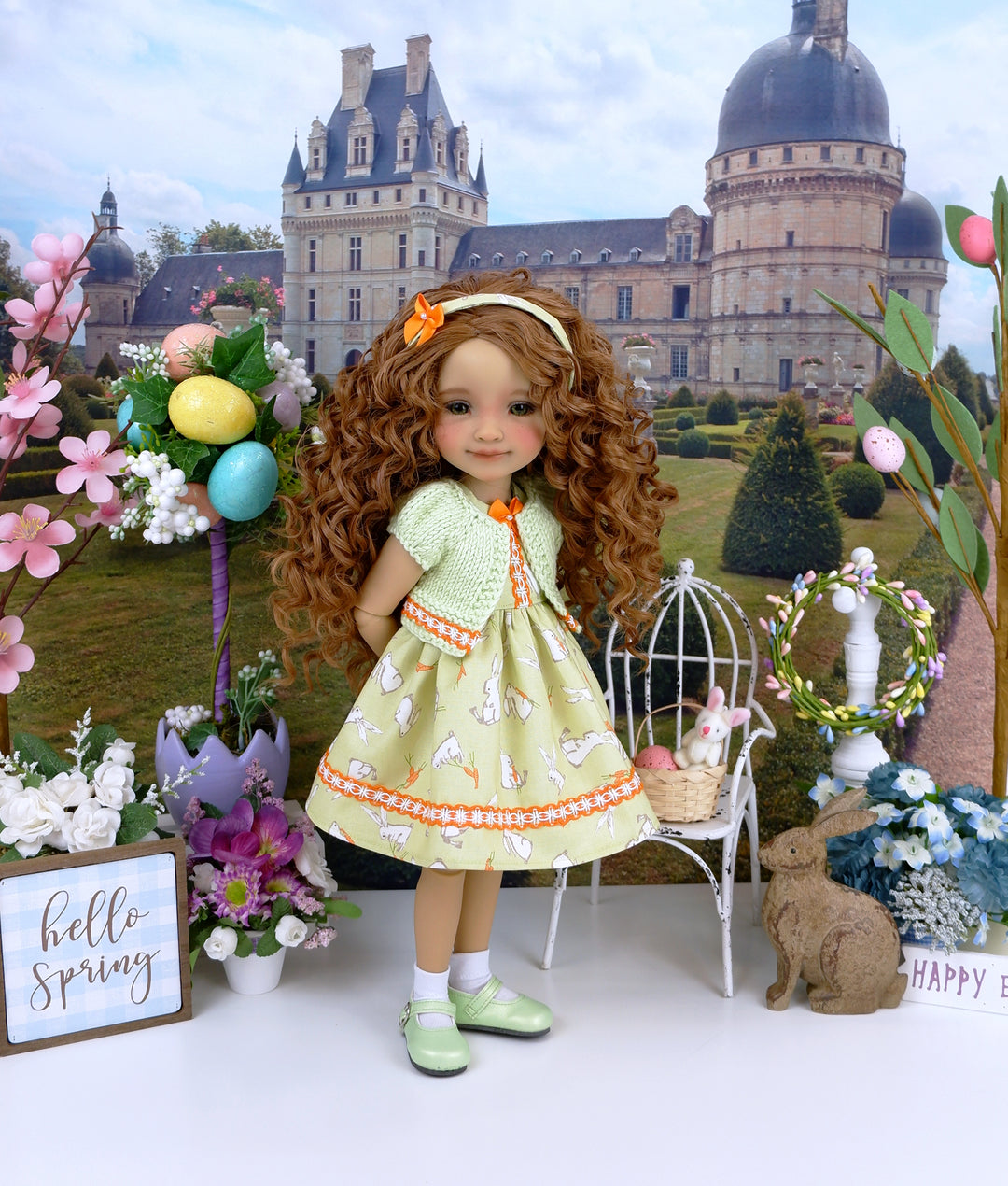 Little Garden Bunny - dress and sweater with shoes for Ruby Red Fashion Friends doll
